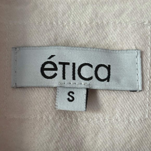 NWT Etica Sz S Elena Crop Jacket High Tide Coral Raw Trucker Jean Jacket - Picture 6 of 11